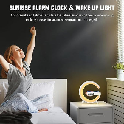 G-Shaped Lamp With Speaker, Clock And Charger